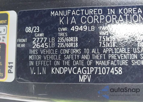 2023 Kia Sportage Hybrid Ex из США, поврежденный, VIN KNDPVCAG1P7107458